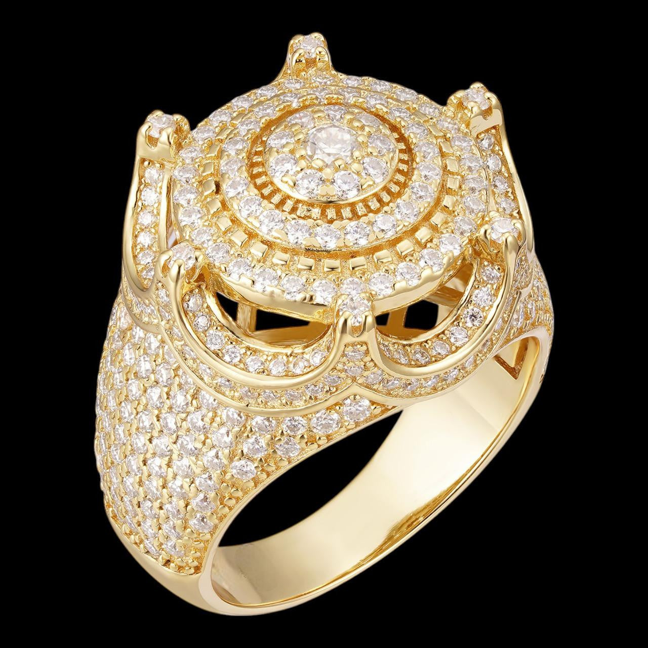 HarlemBling 3.38ct Real DIAMOND King Crown The Don Hip Hop Ring - 14k Yellow Gold