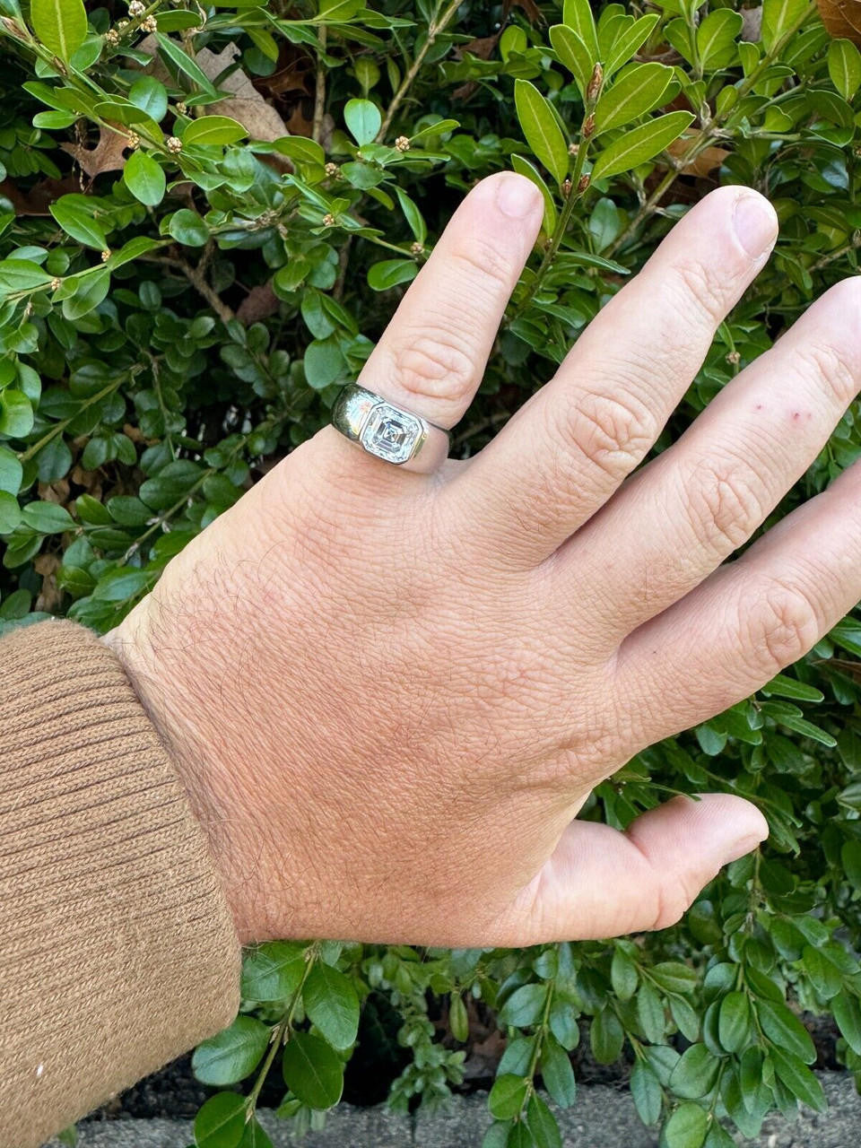 HarlemBling 3ct MOISSANITE Asscher Cut Big Solitaire Men's Real Solid 925 Silver Ring Pinky