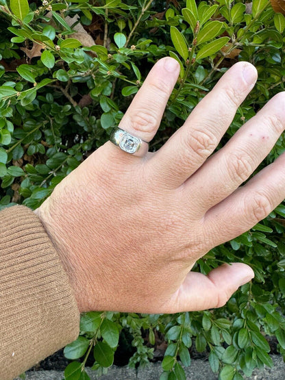 HarlemBling 3ct MOISSANITE Asscher Cut Big Solitaire Men's Real Solid 925 Silver Ring Pinky