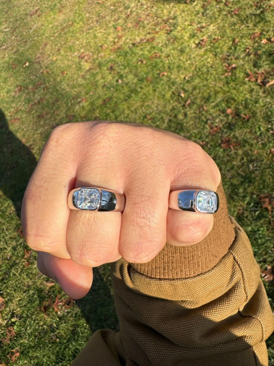 HarlemBling 3ct MOISSANITE Asscher Cut Big Solitaire Men's Real Solid 925 Silver Ring Pinky