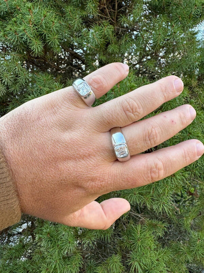 HarlemBling 3ct MOISSANITE Asscher Cut Big Solitaire Men's Real Solid 925 Silver Ring Pinky