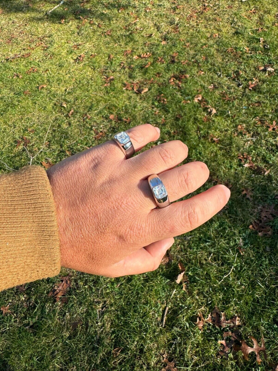 HarlemBling 3ct MOISSANITE Asscher Cut Big Solitaire Men's Real Solid 925 Silver Ring Pinky