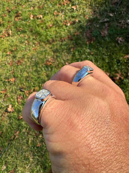 HarlemBling 3ct MOISSANITE Asscher Cut Big Solitaire Men's Real Solid 925 Silver Ring Pinky