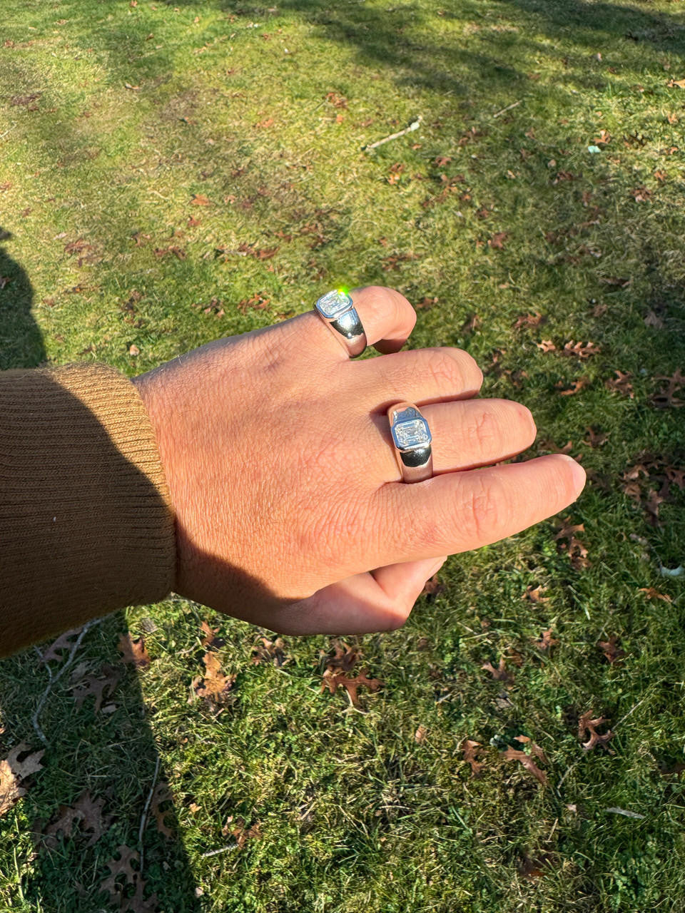 HarlemBling 3ct MOISSANITE Emerald Cut Big Solitaire Men's Real Solid 925 Silver Ring Pinky