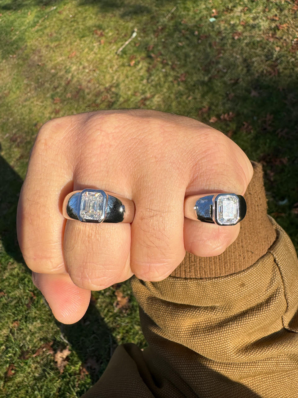 HarlemBling 3ct MOISSANITE Emerald Cut Big Solitaire Men's Real Solid 925 Silver Ring Pinky