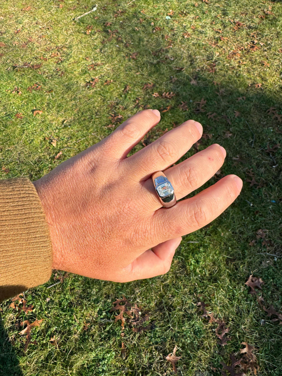 HarlemBling 3ct MOISSANITE Emerald Cut Big Solitaire Men's Real Solid 925 Silver Ring Pinky