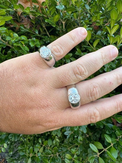 HarlemBling 3ct MOISSANITE Oval Cut Big Solitaire Men's Real Solid 925 Silver Ring Pinky