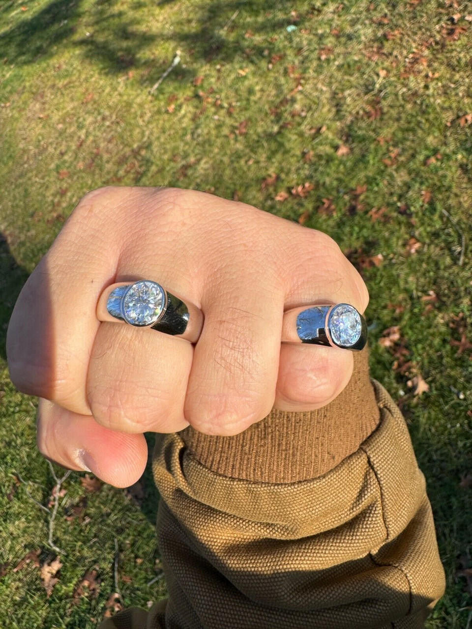 HarlemBling 3ct MOISSANITE Oval Cut Big Solitaire Men's Real Solid 925 Silver Ring Pinky