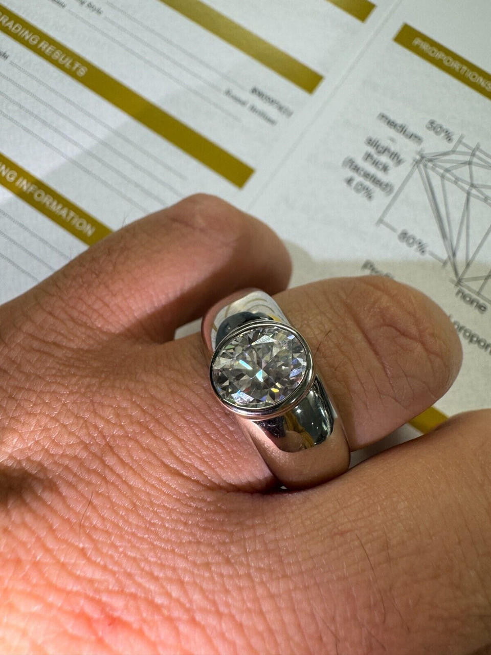 HarlemBling 3ct MOISSANITE Oval Cut Big Solitaire Men's Real Solid 925 Silver Ring Pinky