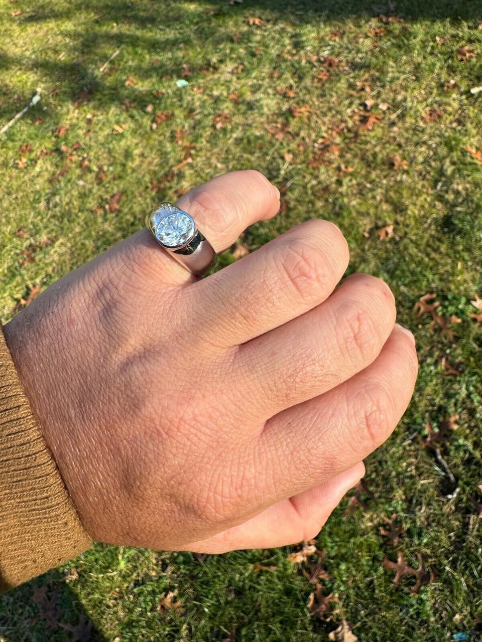 HarlemBling 3ct MOISSANITE Oval Cut Big Solitaire Men's Real Solid 925 Silver Ring Pinky