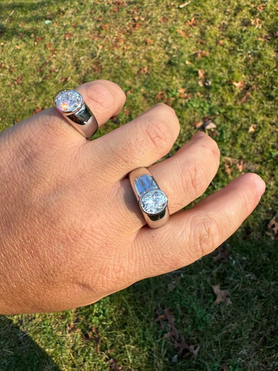 HarlemBling 3ct MOISSANITE Oval Cut Big Solitaire Men's Real Solid 925 Silver Ring Pinky