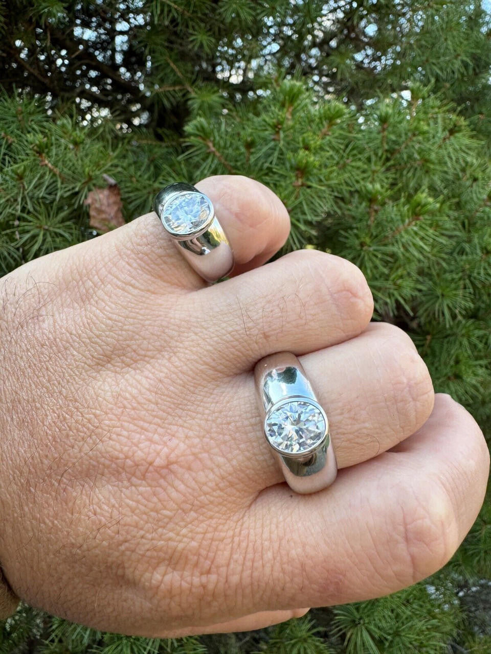 HarlemBling 3ct MOISSANITE Oval Cut Big Solitaire Men's Real Solid 925 Silver Ring Pinky