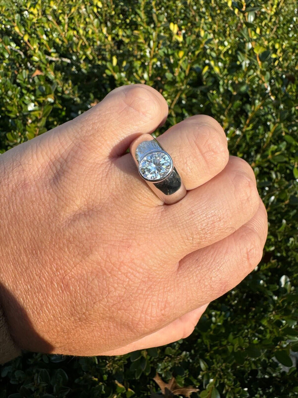 HarlemBling 3ct MOISSANITE Oval Cut Big Solitaire Men's Real Solid 925 Silver Ring Pinky