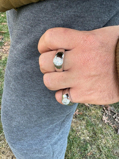 HarlemBling 3ct MOISSANITE Oval Cut Big Solitaire Men's Real Solid 925 Silver Ring Pinky