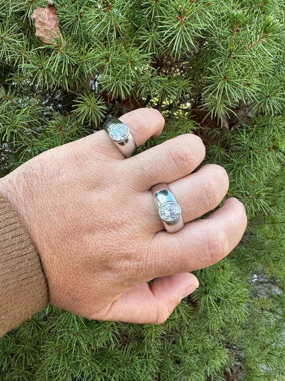 HarlemBling 3ct MOISSANITE Oval Cut Big Solitaire Men's Real Solid 925 Silver Ring Pinky