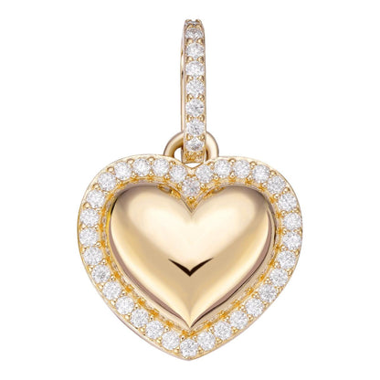 HarlemBling 3D Heart Shaped Pendant Iced MOISSANITE 14k Gold Over 925 Silver Necklace 3 Sizes