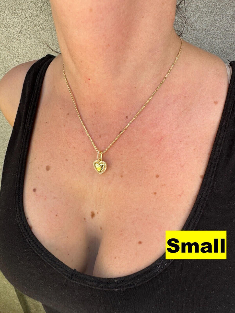 HarlemBling 3D Heart Shaped Pendant Iced MOISSANITE 14k Gold Over 925 Silver Necklace 3 Sizes