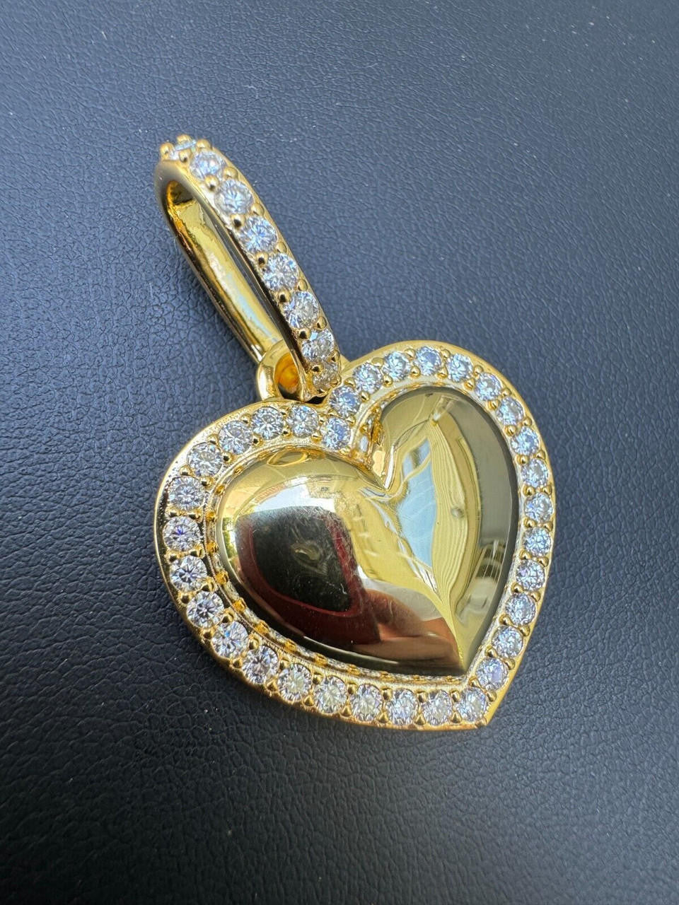 HarlemBling 3D Heart Shaped Pendant Iced MOISSANITE 14k Gold Over 925 Silver Necklace 3 Sizes