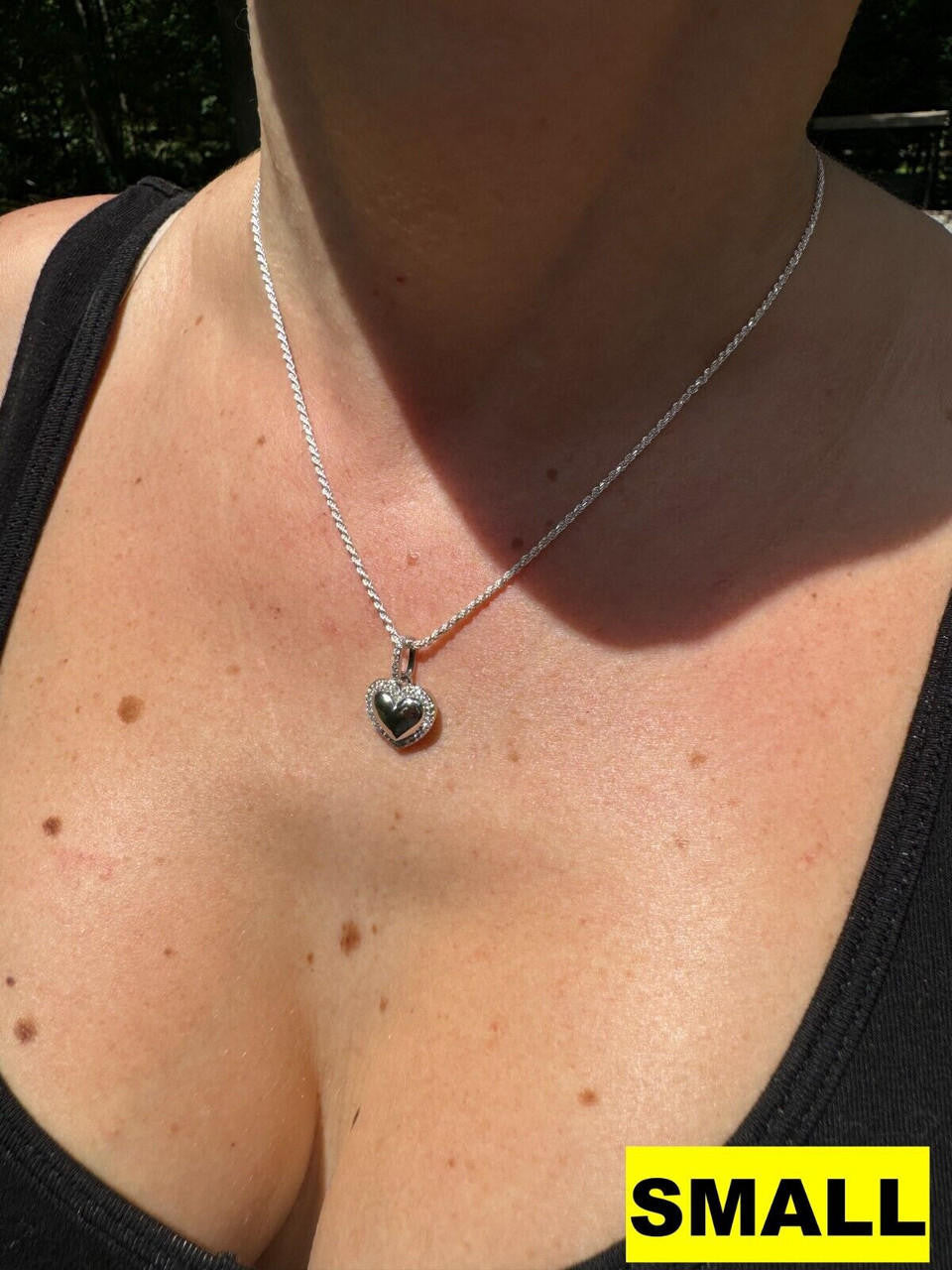 HarlemBling 3D Heart Shaped Pendant Iced MOISSANITE Real 925 Silver Necklace - 3 Sizes