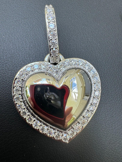 HarlemBling 3D Heart Shaped Pendant Iced MOISSANITE Real 925 Silver Necklace - 3 Sizes