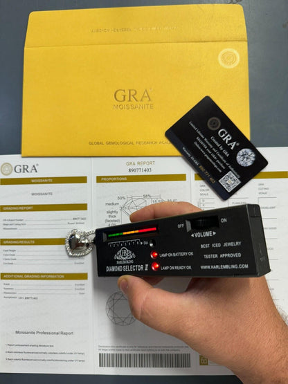 HarlemBling 3D Heart Shaped Pendant Iced MOISSANITE Real 925 Silver Necklace - 3 Sizes