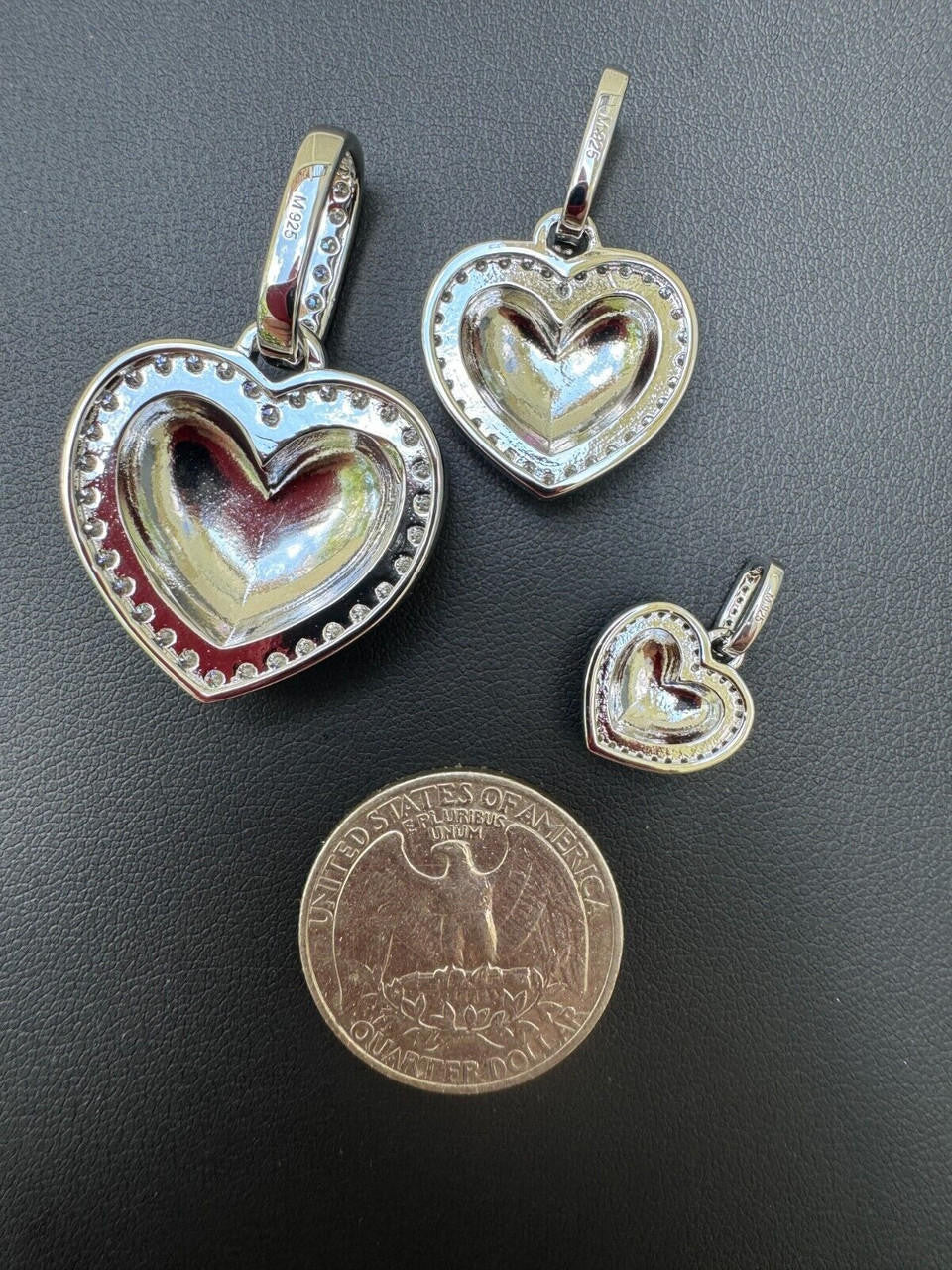 HarlemBling 3D Heart Shaped Pendant Iced MOISSANITE Real 925 Silver Necklace - 3 Sizes