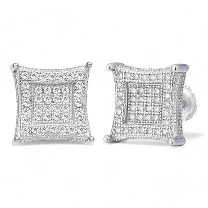 HarlemBling 3D Kite Classic Iced Out Earrings - 925 Silver - CZ Stones - 11mm
