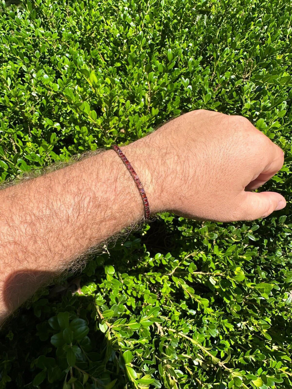 HarlemBling 3mm Deep Red CZ Tennis Bracelet Real Iced 925 Sterling Silver Mens Ladies 6-8.5"