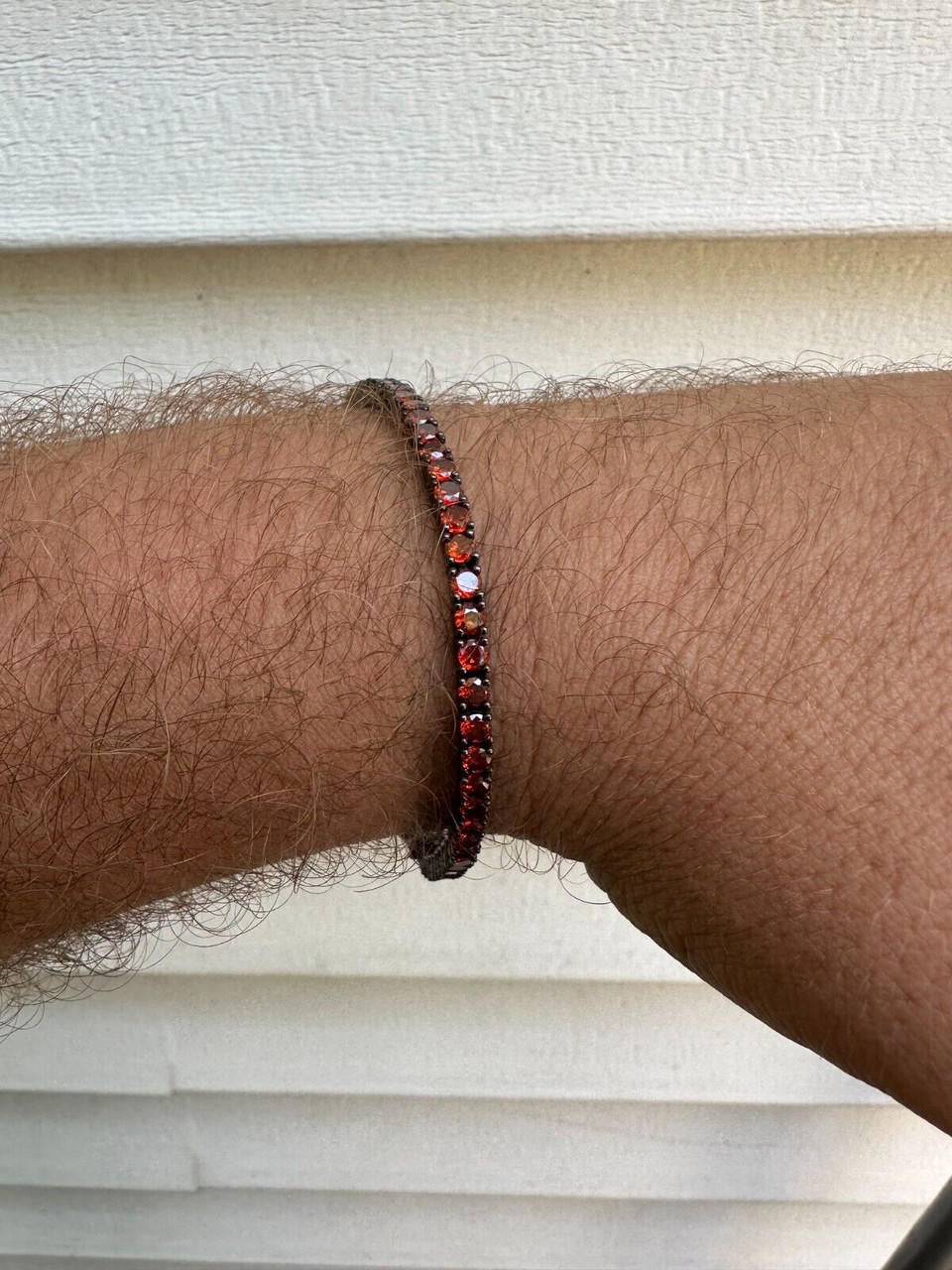 HarlemBling 3mm Deep Red CZ Tennis Bracelet Real Iced 925 Sterling Silver Mens Ladies 6-8.5"