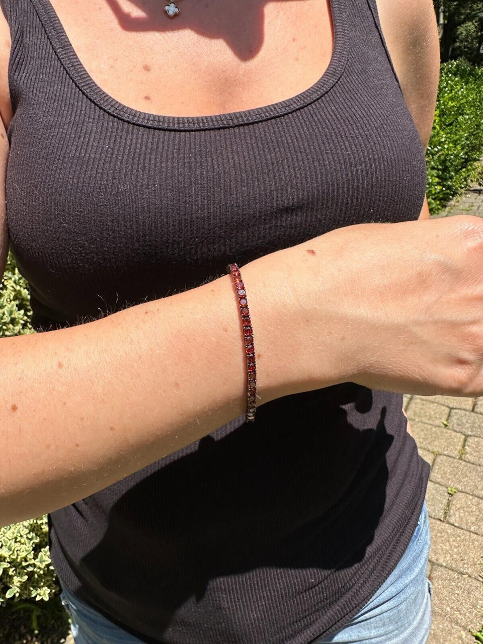 HarlemBling 3mm Deep Red CZ Tennis Bracelet Real Iced 925 Sterling Silver Mens Ladies 6-8.5"