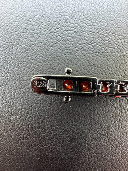 HarlemBling 3mm Deep Red CZ Tennis Bracelet Real Iced 925 Sterling Silver Mens Ladies 6-8.5"