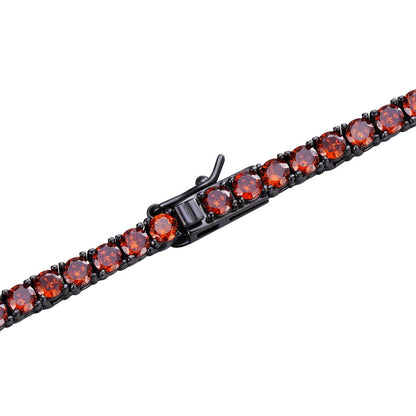 HarlemBling 3mm Deep Red CZ Tennis Bracelet Real Iced 925 Sterling Silver Mens Ladies 6-8.5"