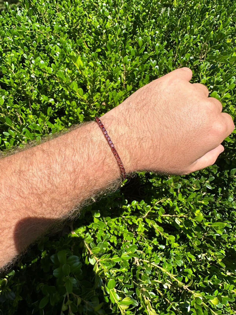 HarlemBling 3mm Deep Red CZ Tennis Bracelet Real Iced 925 Sterling Silver Mens Ladies 6-8.5"