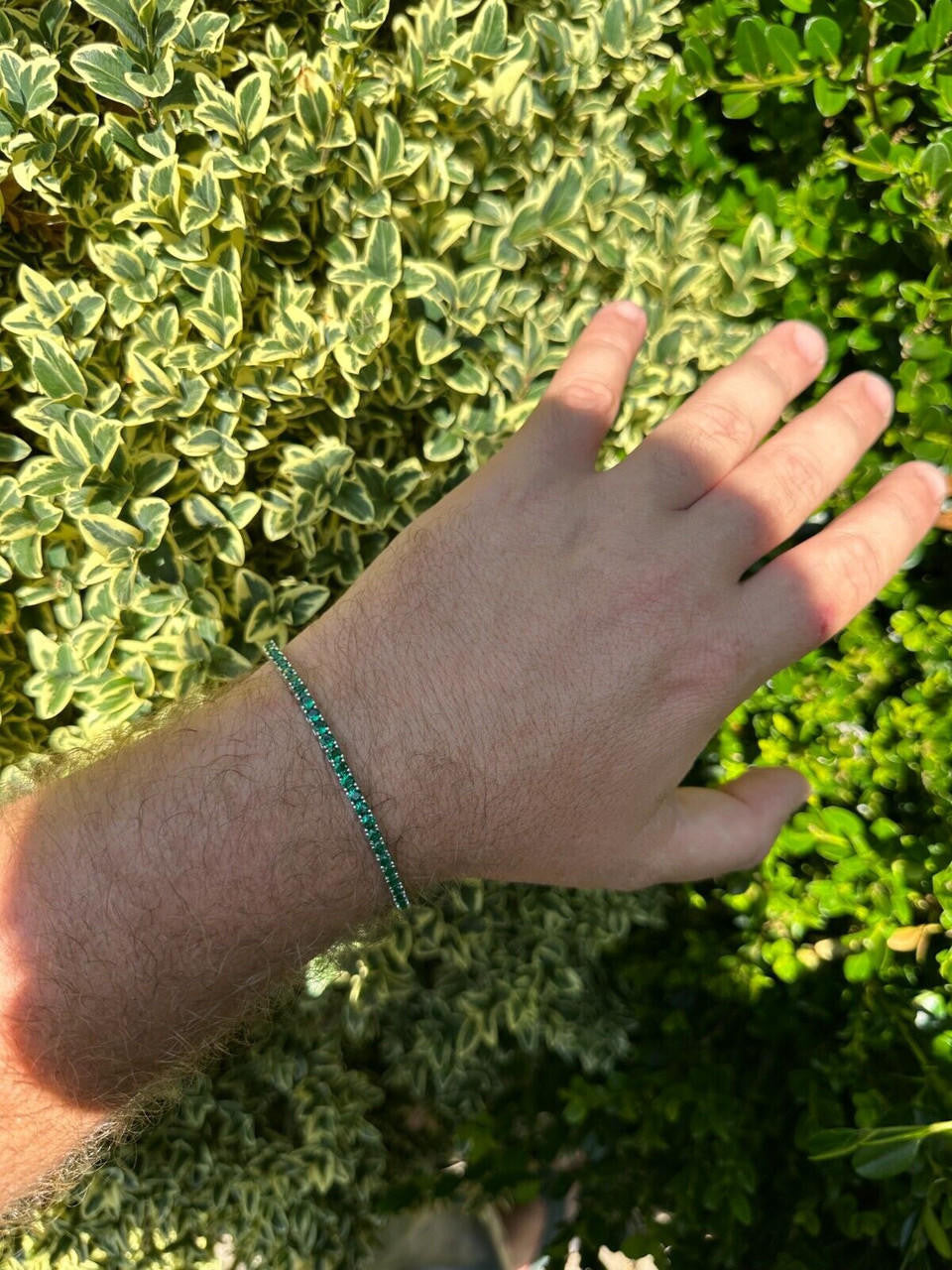 HarlemBling 3mm Green CZ Tennis Bracelet Real Iced 925 Sterling Silver Mens Ladies 6-8.5"