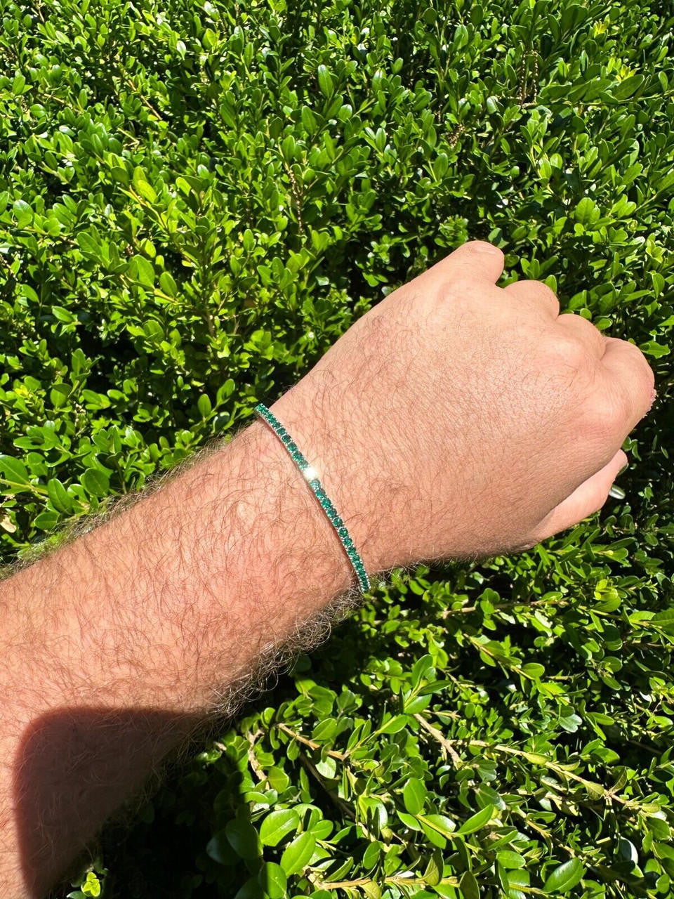 HarlemBling 3mm Green CZ Tennis Bracelet Real Iced 925 Sterling Silver Mens Ladies 6-8.5"