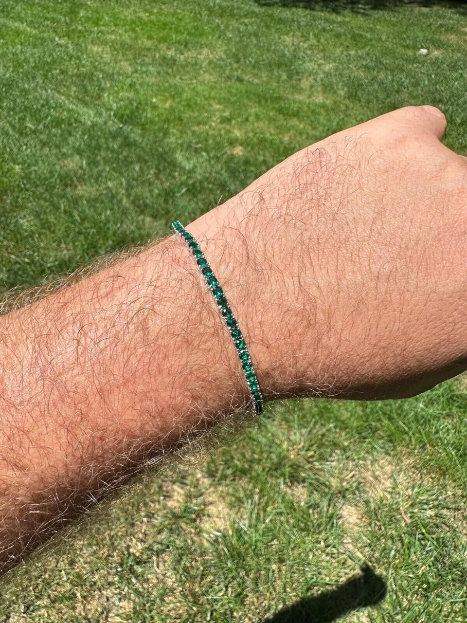 HarlemBling 3mm Green CZ Tennis Bracelet Real Iced 925 Sterling Silver Mens Ladies 6-8.5"