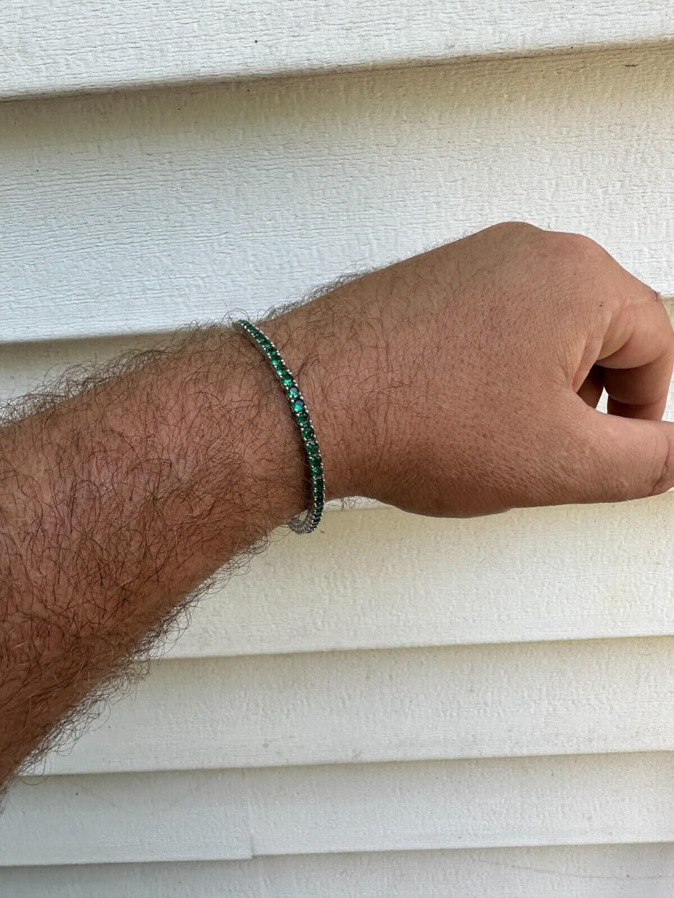 HarlemBling 3mm Green CZ Tennis Bracelet Real Iced 925 Sterling Silver Mens Ladies 6-8.5"