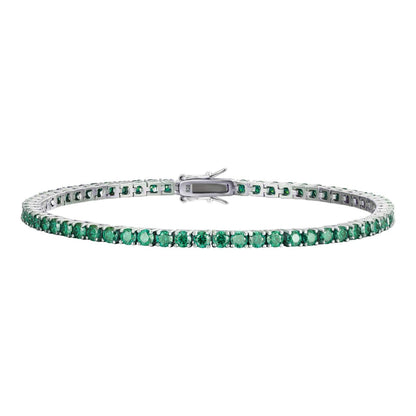 HarlemBling 3mm Green CZ Tennis Bracelet Real Iced 925 Sterling Silver Mens Ladies 6-8.5"