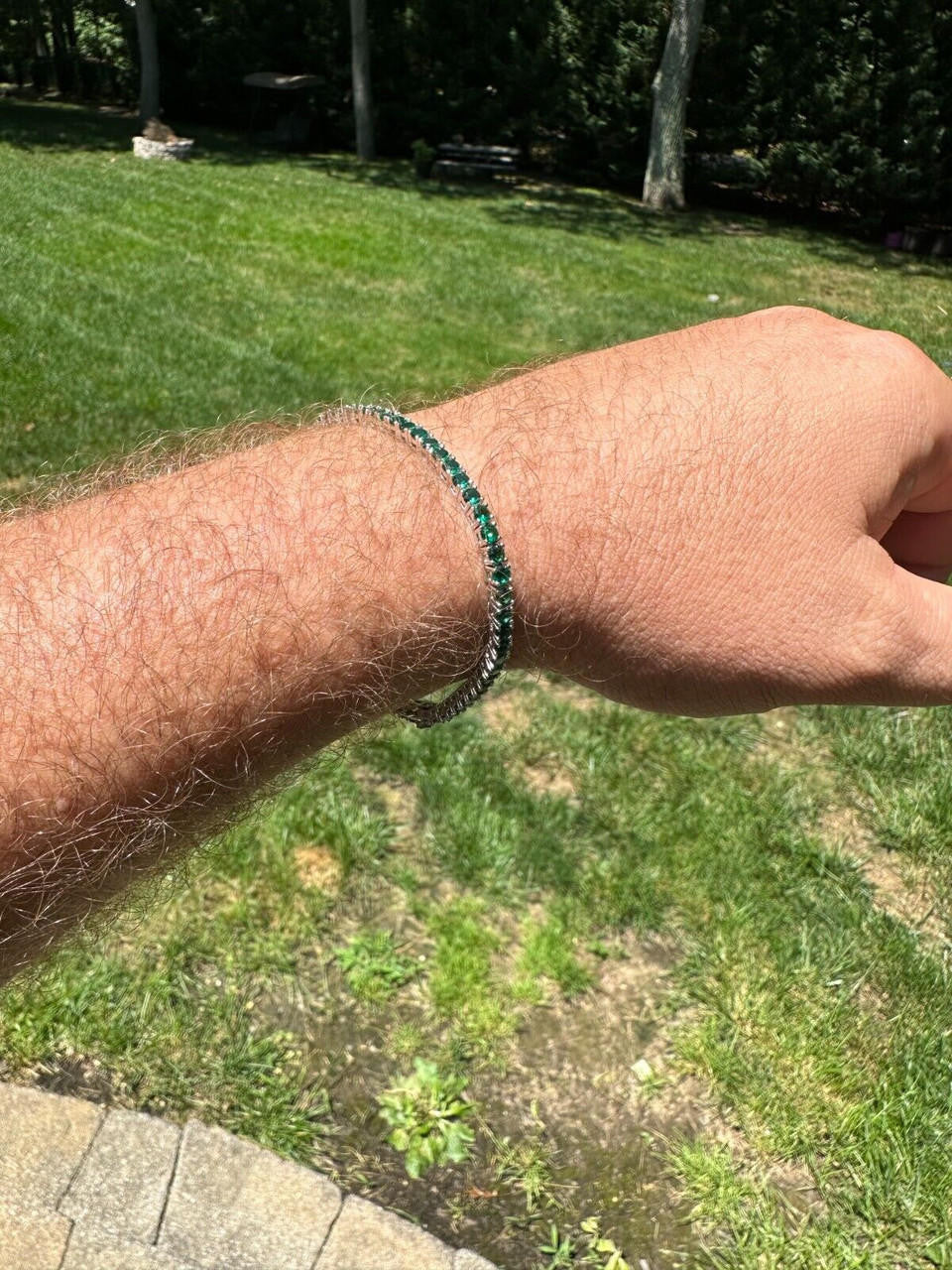 HarlemBling 3mm Green CZ Tennis Bracelet Real Iced 925 Sterling Silver Mens Ladies 6-8.5"