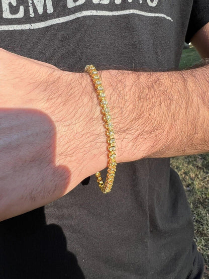 HarlemBling 3mm MOISSANITE Illusion Set Tennis Bracelet 14k Gold Vermeil 925 Silver 6-8.5"