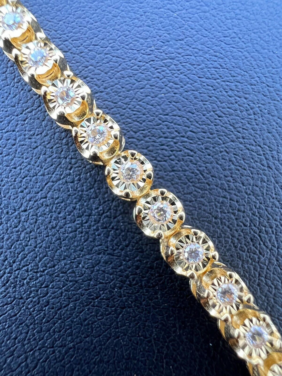 HarlemBling 3mm MOISSANITE Illusion Set Tennis Bracelet 14k Gold Vermeil 925 Silver 6-8.5"