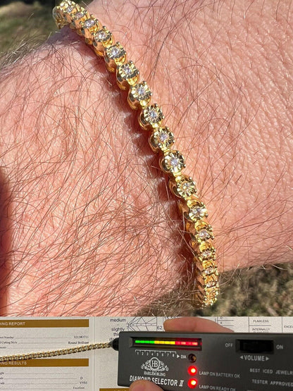 HarlemBling 3mm MOISSANITE Illusion Set Tennis Bracelet 14k Gold Vermeil 925 Silver 6-8.5"