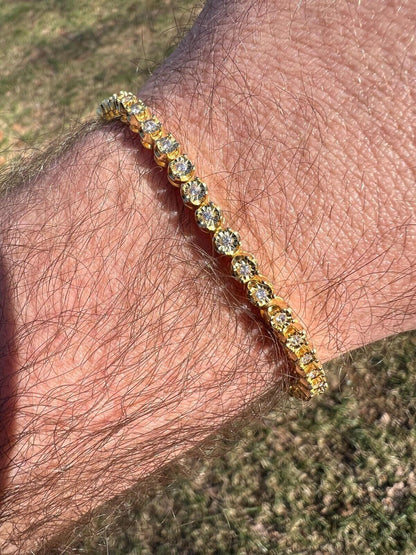 HarlemBling 3mm MOISSANITE Illusion Set Tennis Bracelet 14k Gold Vermeil 925 Silver 6-8.5"