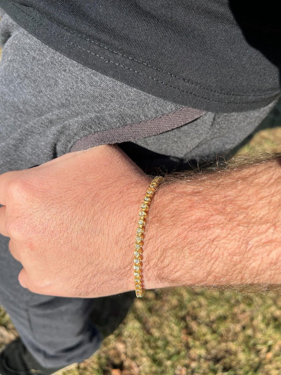 HarlemBling 3mm MOISSANITE Illusion Set Tennis Bracelet 14k Gold Vermeil 925 Silver 6-8.5"