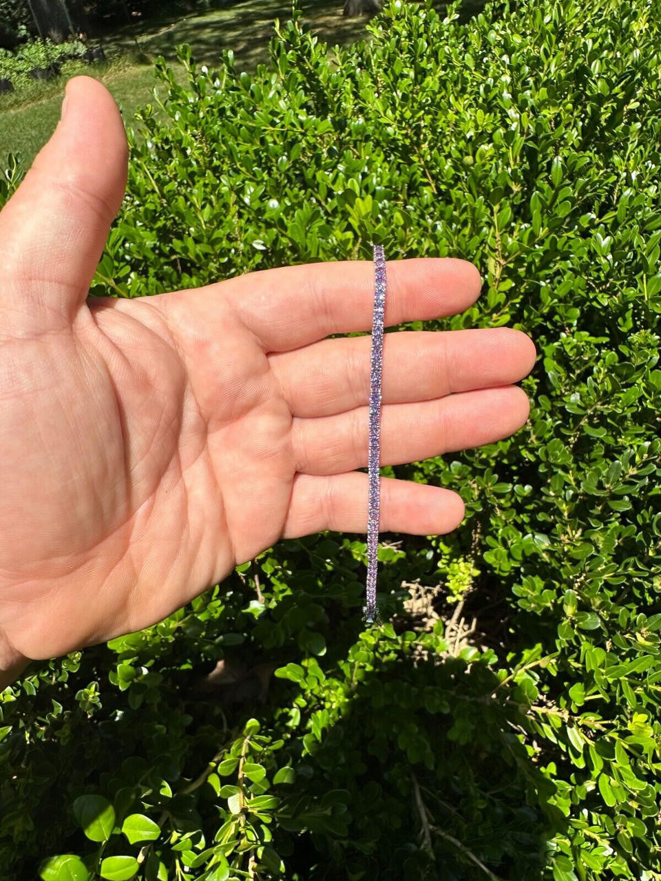 HarlemBling 3mm Purple CZ Tennis Bracelet Real Iced 925 Sterling Silver Mens Ladies 6-8.5"