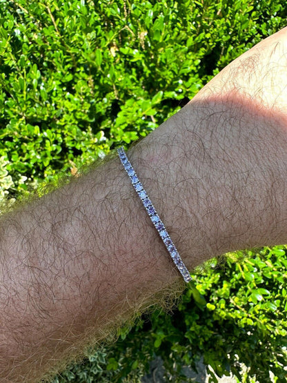 HarlemBling 3mm Purple CZ Tennis Bracelet Real Iced 925 Sterling Silver Mens Ladies 6-8.5"
