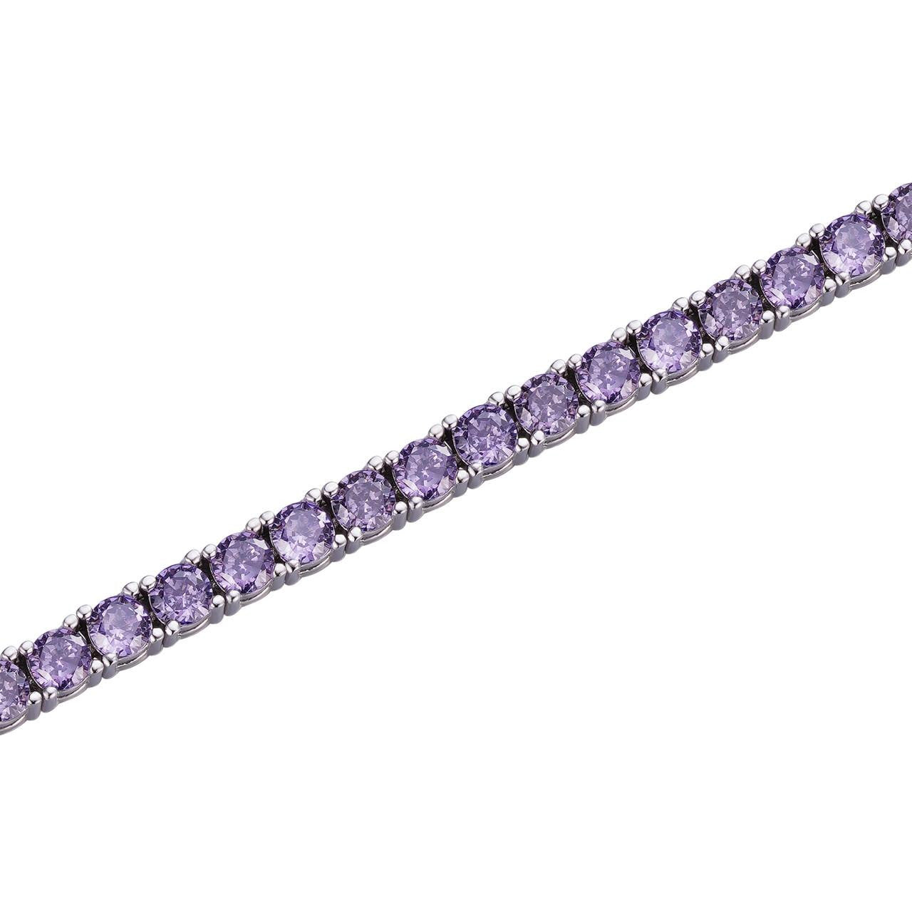 HarlemBling 3mm Purple CZ Tennis Bracelet Real Iced 925 Sterling Silver Mens Ladies 6-8.5"
