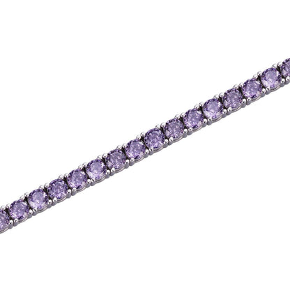 HarlemBling 3mm Purple CZ Tennis Bracelet Real Iced 925 Sterling Silver Mens Ladies 6-8.5"
