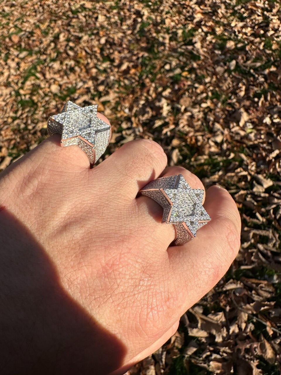 HarlemBling 4.3ct MOISSANITE Iced Real Baguette Star Of David Ring For Men Solid 925 Silver