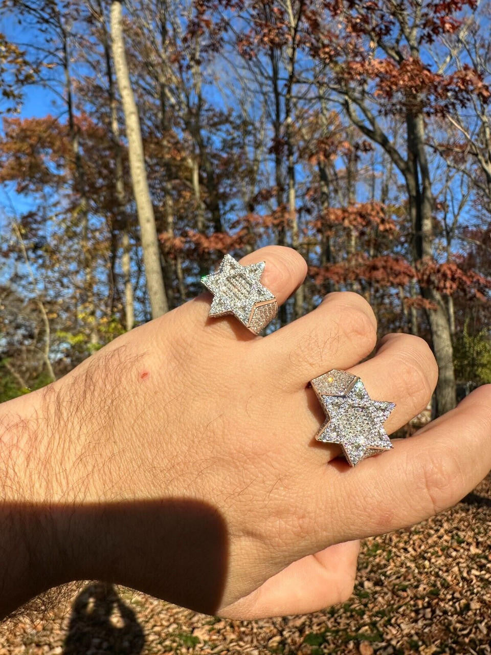 HarlemBling 4.3ct MOISSANITE Iced Real Baguette Star Of David Ring For Men Solid 925 Silver